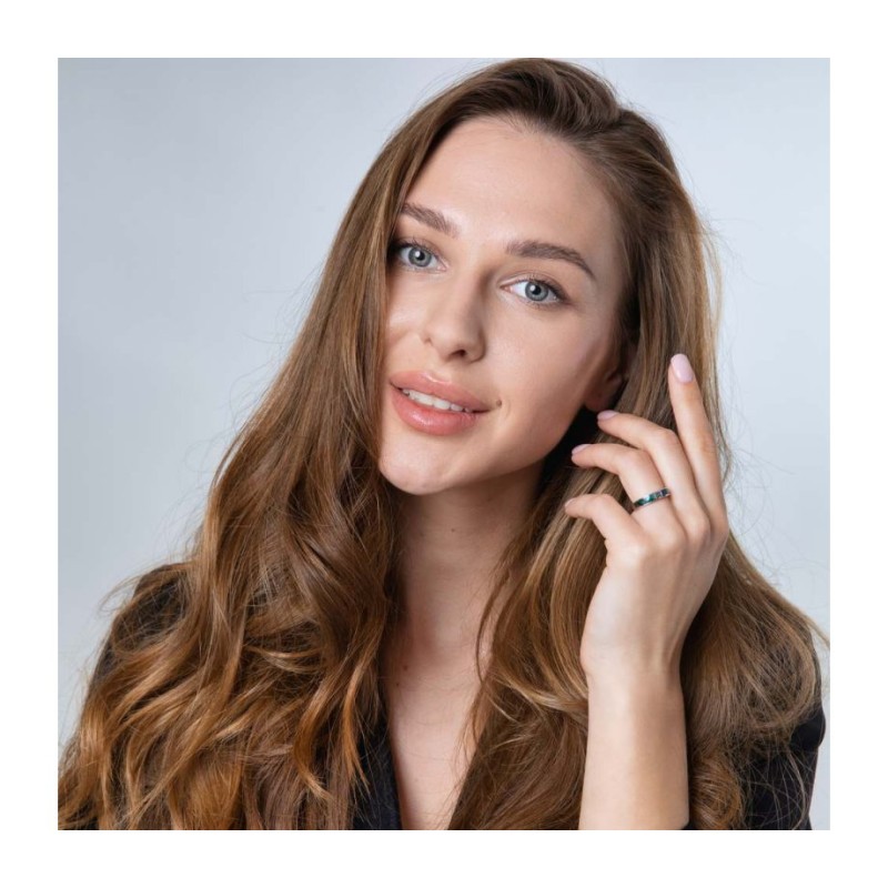 טבעת כסף סטרלינג עם אבן אילת כחולה ירוקה ו... | טבעות יהודיות